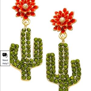 NWT Cactus Dangle Gem Earrings from INC